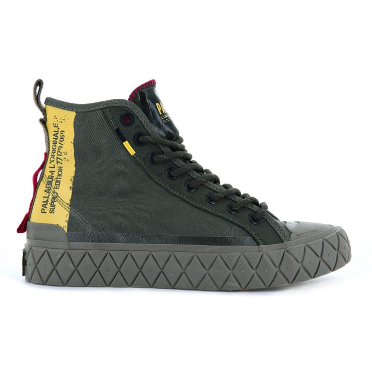 Baskets Palladium Palla Ace Supply Mid High Tops Homme Vert Olive | FR BEF751M